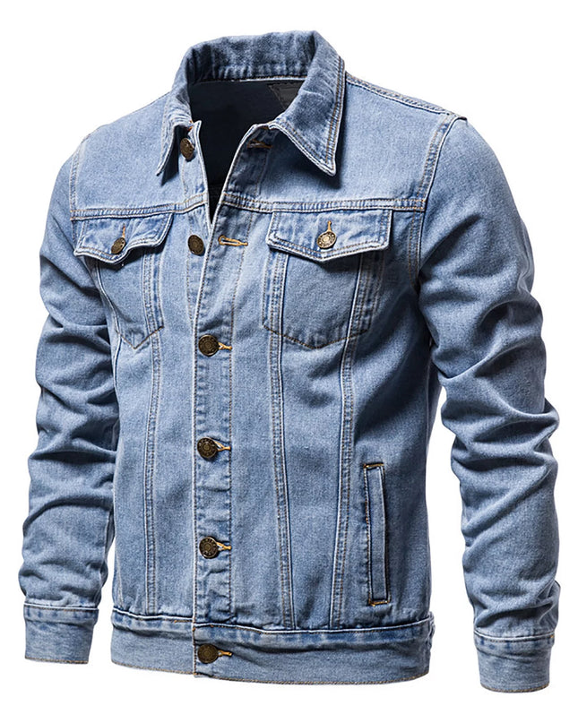 Men Oversized Denim Jacket plus Size Lightweight Button down Lapel Jean Coat Big and Tall Outwear Jackets