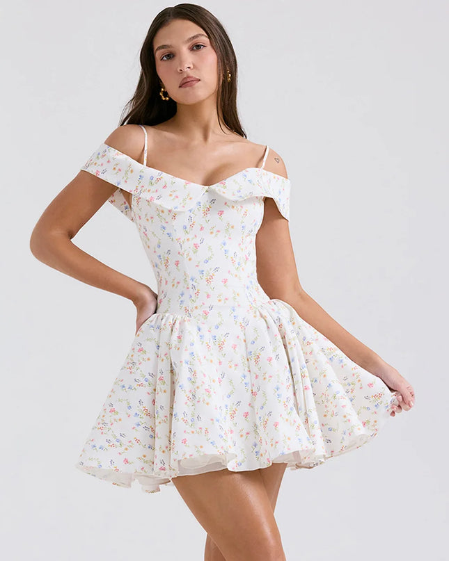 Summer New in Short Dresses off Shoulder Vintage Flare Tulle Skirt Sexy Birthday Party Dresses a Line Women'S Clothing