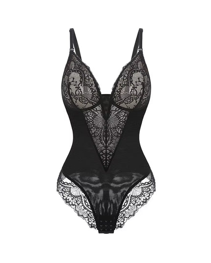 Lace Shapewear Bodysuit for Women Tummy Control Body Shaper V Neck Fajas Sculpting Tank Tops Slimming Camisole Corset