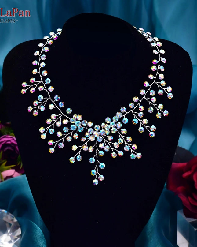 TOPQUEEN Elegant Crystal Woman Necklace Bridal Clavicle Chain Choker Wedding Party Diamante Brides Jewelry Anniversary Gift HN01