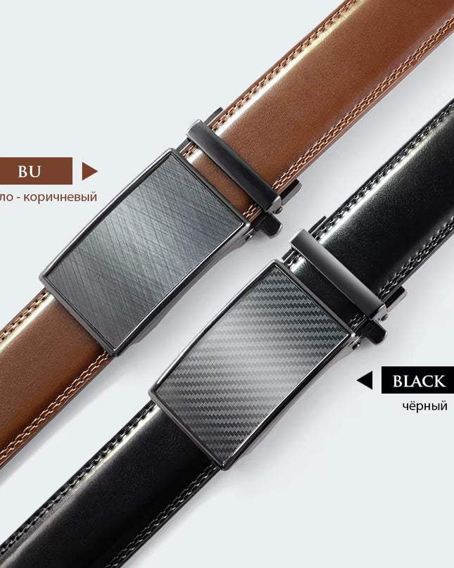 Mens Leather Belt Automatic Genuine Leather Belts Belt Male Leisure Fashion Ratchet Belts for Men Pants Waistband Ремень