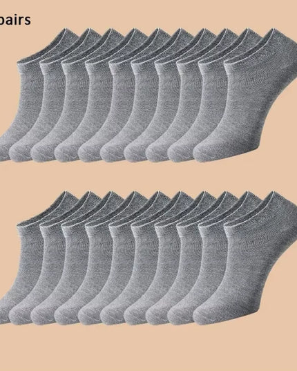 10/12/20/40 Pairs Men Boat Socks Business Sport Sweat Absorption Mature Summer Autumn Solid Color Soft Non Pilling Ankle Socks