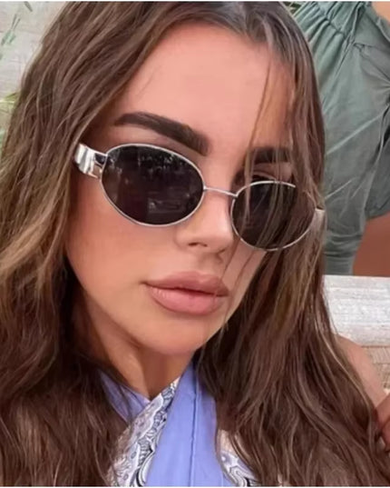 2024 Steampunk Sunglasses Retro Women'S Oval Sunglasses Fashion Women'S Classic Retro Small Metal Brand Glasses UV400