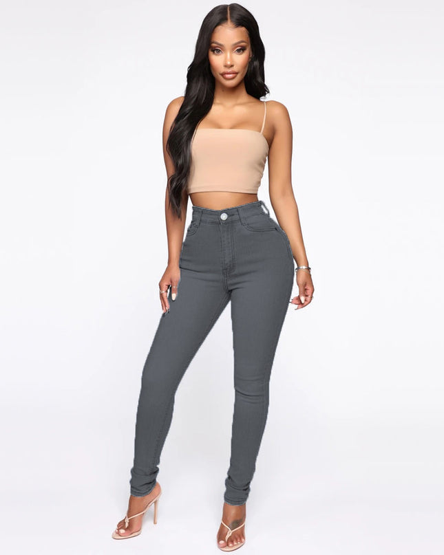 Slimming Jeans Pants for Women High Waist Trousers with Pockets