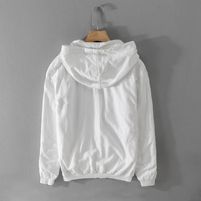 New Designer Italy Quality Linen Hooded Jacket for Men Casual Trend Spring Autumn Outerwear Blazer Top Clothes Chaquetas Jaqueta