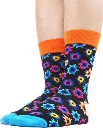 Mens Colorful Bright Dress Funky Novelty Patterned Design Socks 8 Pairs