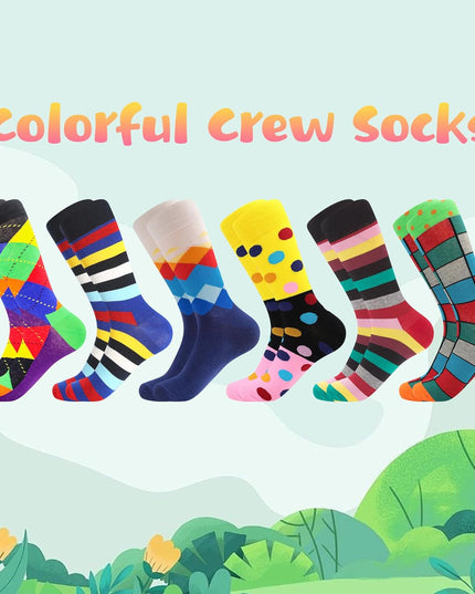 Mens Dress Socks Fun Funny Colorful Crazy Crew Dress Socks for Men 8-12