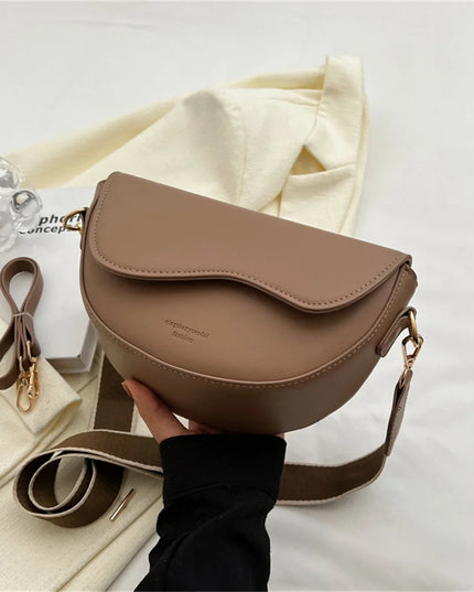 2023 New Pu Leather Women'S Crossbody Bags with Stylish Red Wide Shoulder Strap Fashionable Shoulder Solid Color Underarm Bags