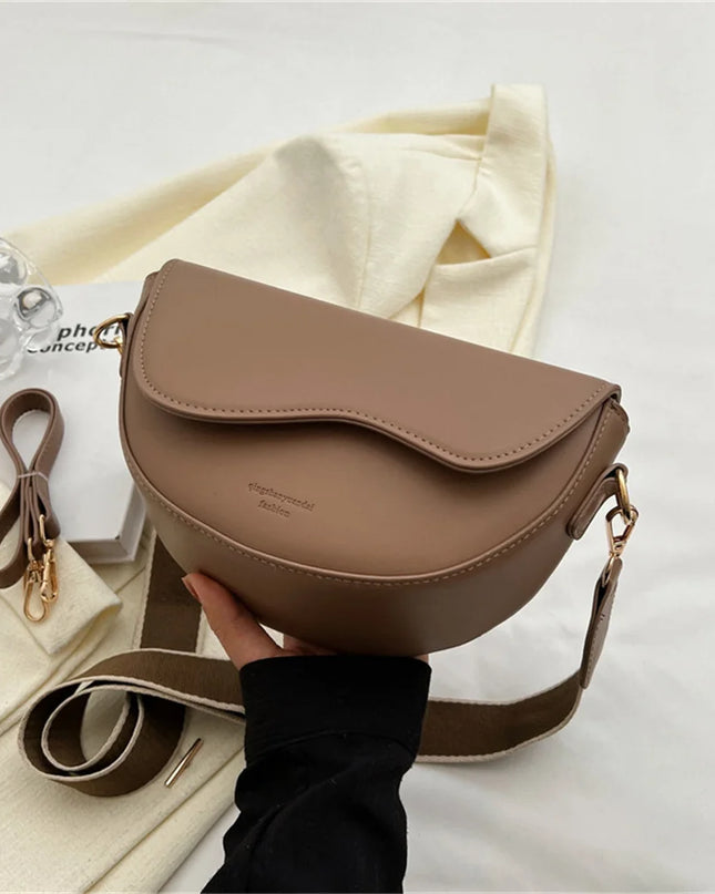 2023 New Pu Leather Women'S Crossbody Bags with Stylish Red Wide Shoulder Strap Fashionable Shoulder Solid Color Underarm Bags
