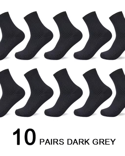 10 Pairs/Lot Men'S Bamboo Fiber Socks 2025 New Compression Autumn Long Black Business Casual Man Dress Sock Gift plus Size 42-45