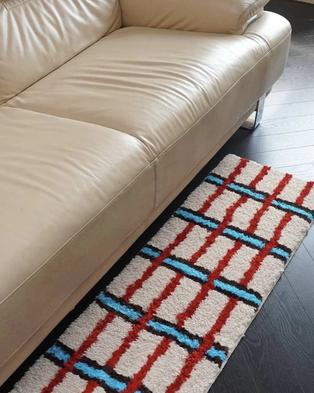 Retro Contrast Checker Bedside Tufting Runner Rug