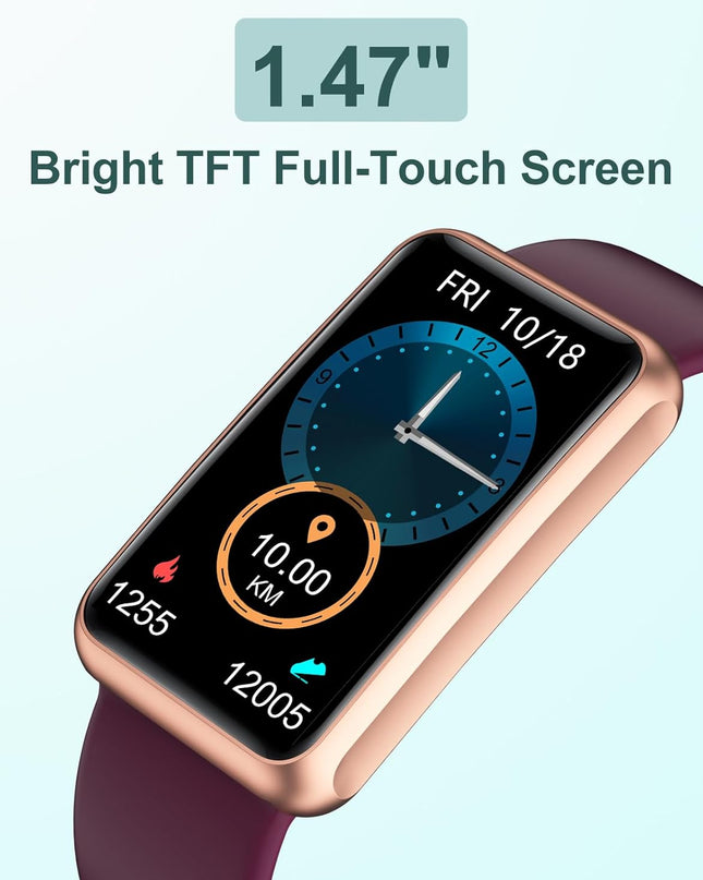 Fitness Tracker No Bluetooth No APP No Phone Needed, Fitness Watch for Men Women Parents IP68 Waterproof with Full Touch Screen Steps Calories Counter Sleep Tracker Alarm Clocks (Purple)