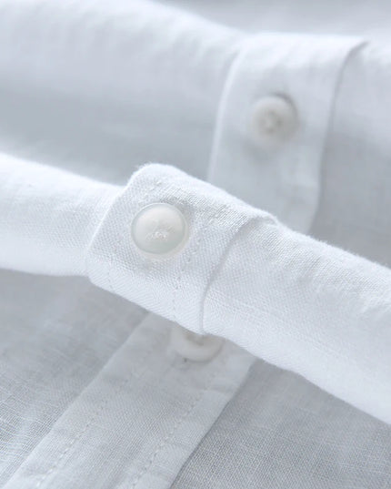 New Designer Italy Style 100% Linen Long-Sleeved Shirt Men Brand Casual 5 Colors Solid White Shirts for Men Top Camisa Chemise