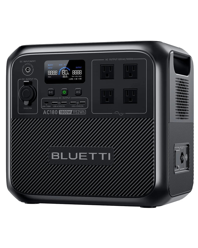 AC180 Solar Generator, 1440W | 1152Wh Lifepo4 Power Station, Portable for Off-Grid, Home, Camping, RV