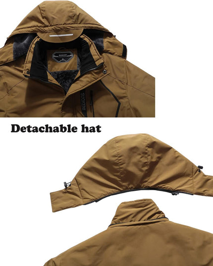 Men'S Waterproof Ski Jacket Warm Winter Snow Coat Hooded Raincoat