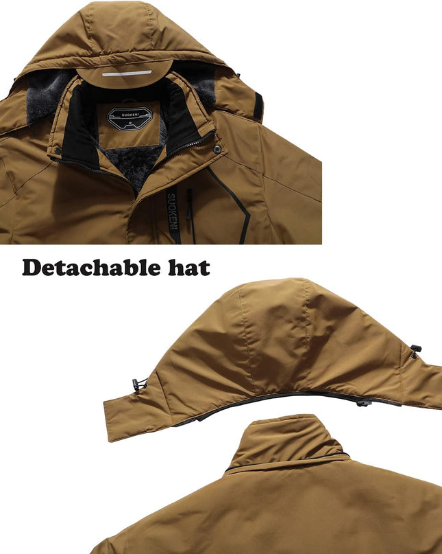 Men'S Waterproof Ski Jacket Warm Winter Snow Coat Hooded Raincoat