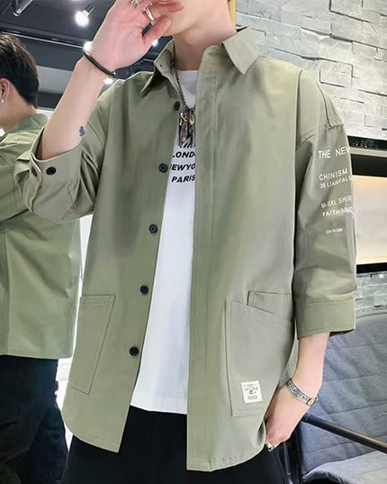 2024 Shirts Men Handsome Fashion Streetwear Design Japanese Harajuku Korean Summer All-Match Teens College Unisex Clothes Ins