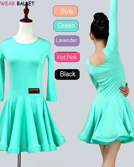 New Girls Ballroom Dancing Waltz Tango Dress Kids Salsa Bachata Latin Dance Costume Latin Dancing Clothes for Sale