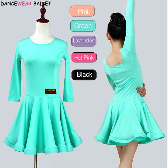 New Girls Ballroom Dancing Waltz Tango Dress Kids Salsa Bachata Latin Dance Costume Latin Dancing Clothes for Sale