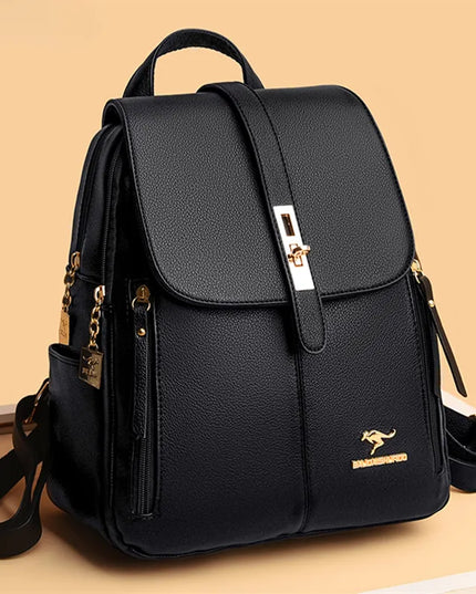 Luxury Women Leather Backpacks for Girls Sac a Dos Casual Daypack Black Vintage Backpack School Bags for Girls Mochila Rucksack