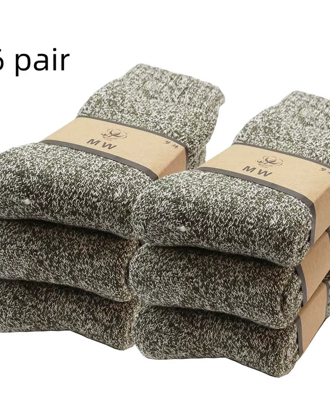 Winter Men'S Merino Wool Socks Super Thick Warm High Quality Harajuku Retro Snow Casual Antifreeze Cashmere Socks Men 3 Pair