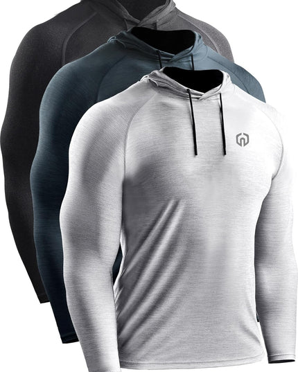 Men'S Dry Fit Athletic Shirt Workout Running Long Sleeve Shirts with Hoods