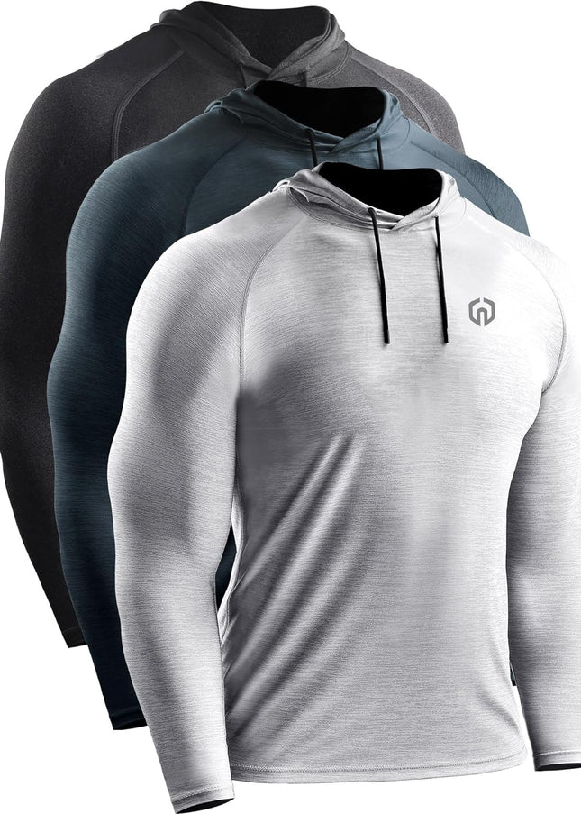 Men'S Dry Fit Athletic Shirt Workout Running Long Sleeve Shirts with Hoods