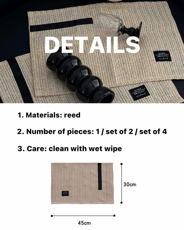 Handmade Retro Nordic Woven Reed Placemat for Elegant Table Setting