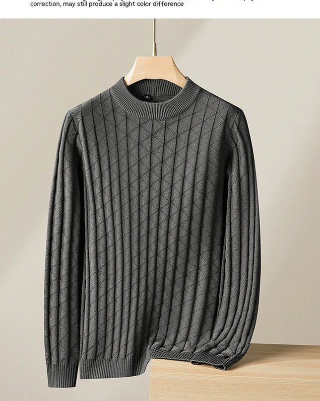 Men'S plus Size Knitted Sweater Loose round Neck Bottoming Shirt