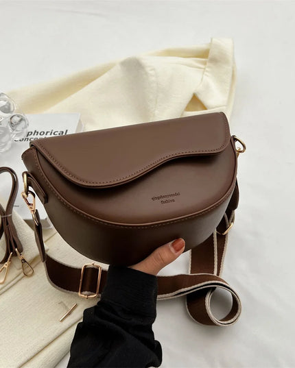 2023 New Pu Leather Women'S Crossbody Bags with Stylish Red Wide Shoulder Strap Fashionable Shoulder Solid Color Underarm Bags