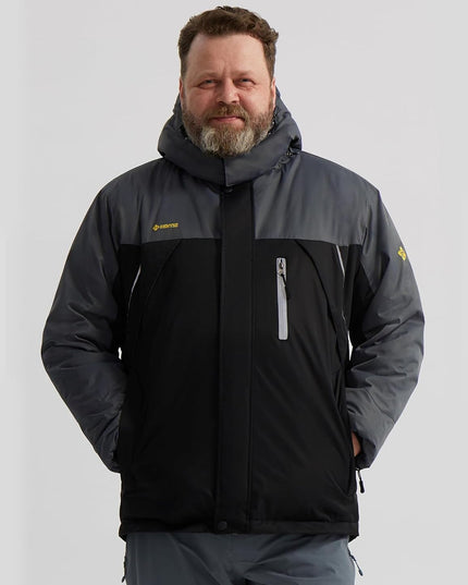 Men'S Windproof Ski Jacket Warm Raincoats Snowboarding Hooded Parka with Multi-Pockets