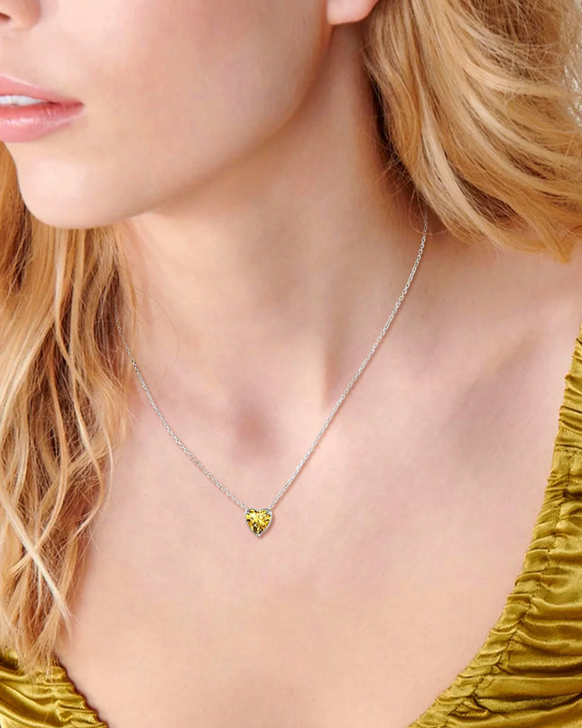 Silver Necklace 925 Sterling Silver Birthstone Love Heart Necklace Gifts for Women