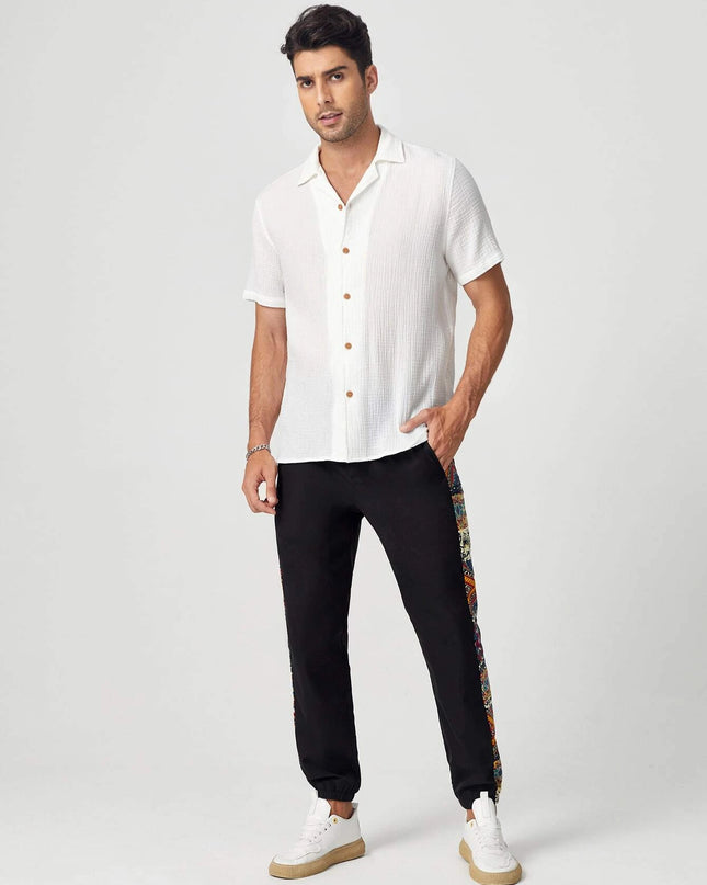 Manfinity Modagents Men Cotton Solid Textured Button Front Shirt
