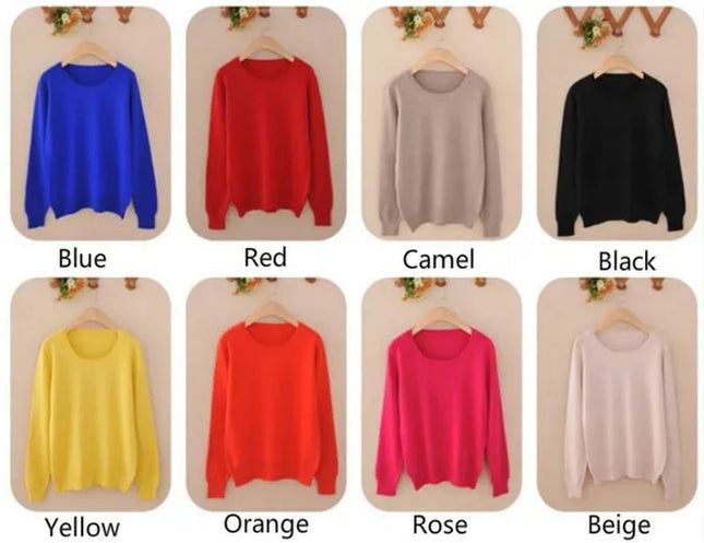 Plus Size S-XXXL Women Wool Pure Cashmere Sweater Pull Femme Long Sleeve Women Knitting Sweaters Pullovers 18 Colors