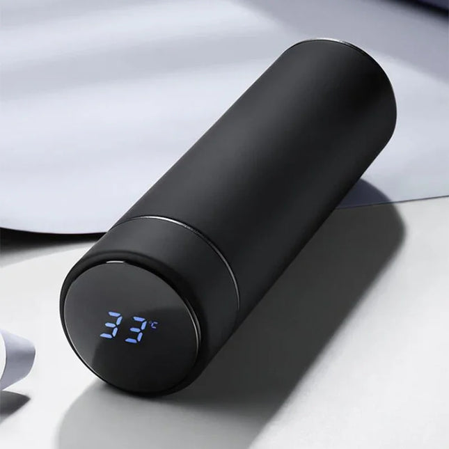 500ml Stainless Steel Vacuum Thermal Water Bottle with Digital Temperature Display - Leakproof Frosted Thermos for Coffee and Milk