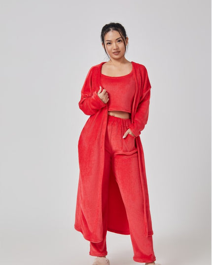 Cozy Pajama Set, 3 Piece Lounge Set, Cute Loungewear, Warm Suit Sets, Matching Set, Lounge Set, 3 Piece Pant Sets, Women Winter Dress
