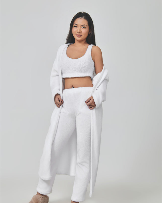 Cozy Pajama Set, 3 Piece Lounge Set, Cute Loungewear, Warm Suit Sets, Matching Set, Lounge Set, 3 Piece Pant Sets, Women Winter Dress