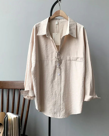 Minimalist Loose White Shirts for Women Turn-Down Collar Solid Female Shirts Tops 2020 Spring Summer Blouses