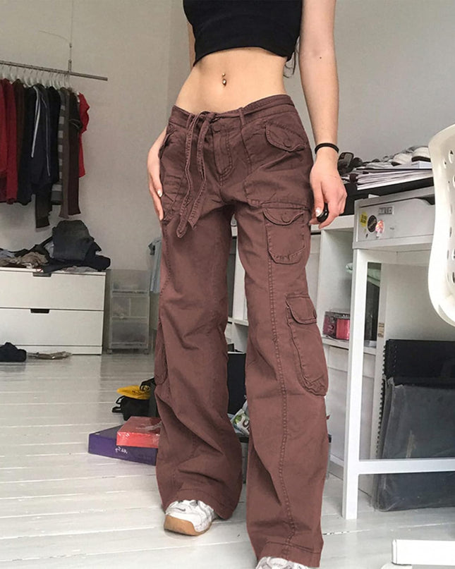 Women High Waisted Baggy Jeans Vintage Wide Straight Leg Boyfriend Denim Cargo Pants with Pockets Grunge Streetwear