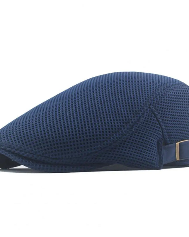 Hollow Breathable Mesh Men Beret Hat Adjustable Buckle Summer Autumn Sunscreen Men Cap Sport