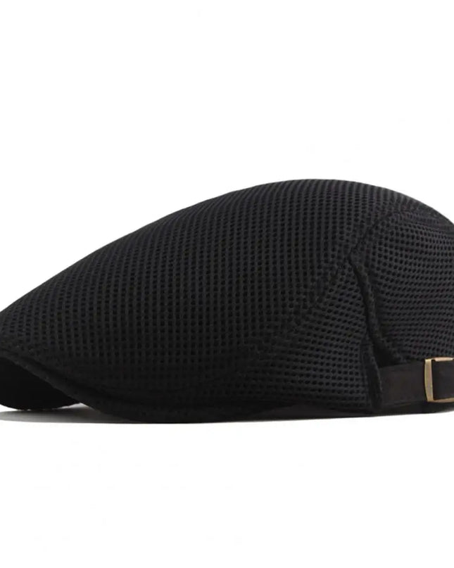 Hollow Breathable Mesh Men Beret Hat Adjustable Buckle Summer Autumn Sunscreen Men Cap Sport