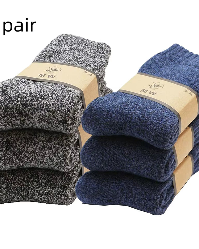 Winter Men'S Merino Wool Socks Super Thick Warm High Quality Harajuku Retro Snow Casual Antifreeze Cashmere Socks Men 3 Pair