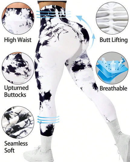Core Rhythm Tie Dye Tummy Control Sports Leggings