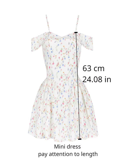 Mingmingxi Fashion Summer Dresses 2024 Floral Print Party Dresses off the Shoulder Holiday Dress Elegant a Line Women Clothing
