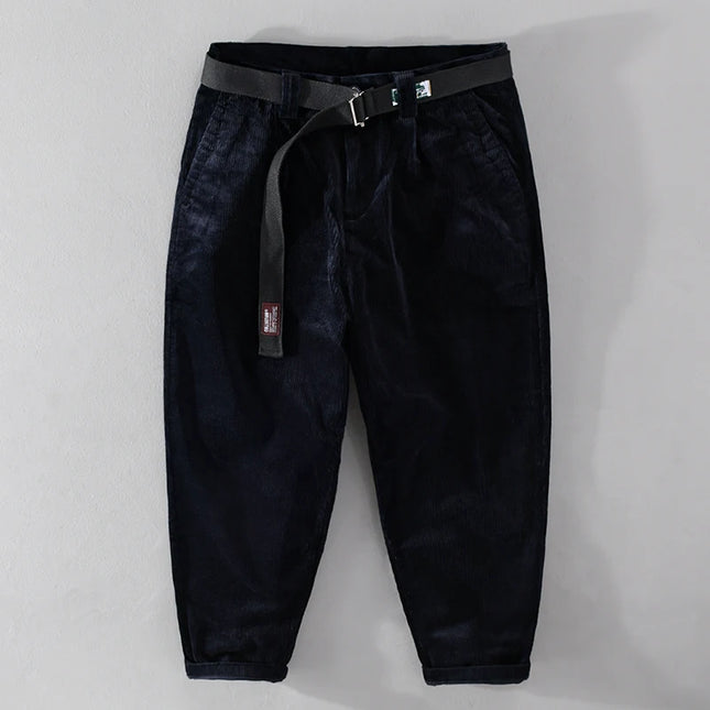 Designer New Thick Corduroy Cotton Pants Men Brand Trend Retro Stright with Belt Trousers 29-36 Pantalones Hombre Drop Shipping