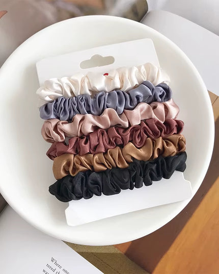 6/18Pcs Elegant Hair Scrunchies Women Minimalist Simulation Silk Hair Ties Solid Color Elastic Loop Ponytail Hair Accessories