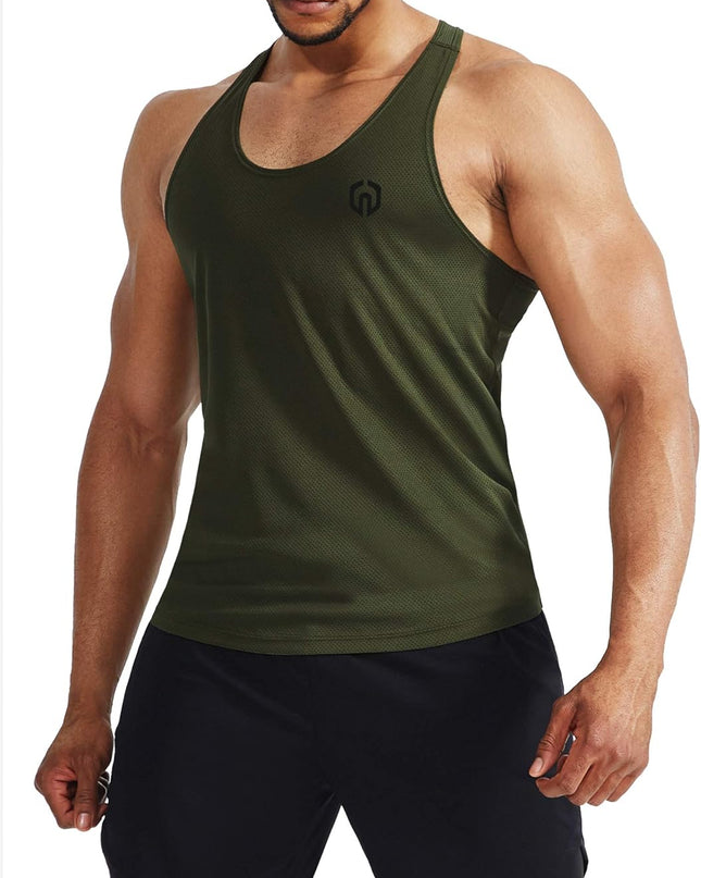 Men'S 3 Pack Workout Running Tank Top Sleeveless Gym Athletic Shirts,5080,Black/Grey/Olive Green,M