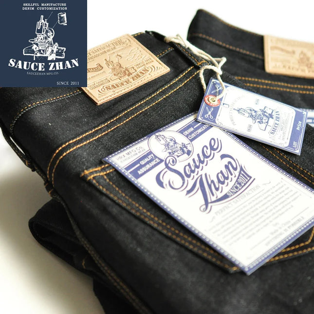 315XX Taper Fit Selvedge Denim Jeans for Men Denim Jeans Unwashed BLUE Jeans 14.5 Oz Motorcycle Jeans