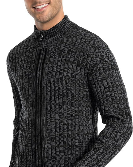 Men'S Cardigan Sweaters Full Zip up Stand Collar Slim Fit Casual Knitted Sweater with 2 Front Pockets