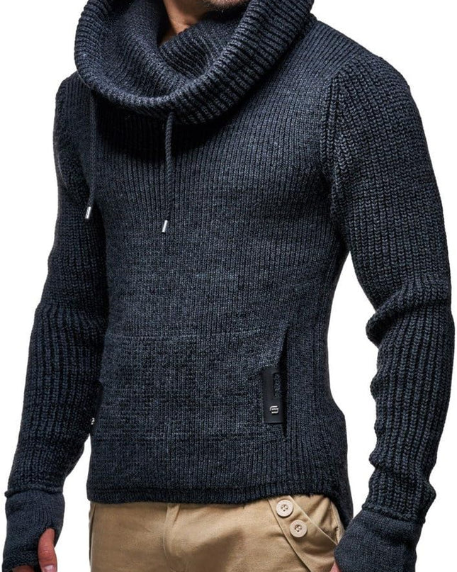 Men’S Knitted Pullover | Long-Sleeved Slim Fit Shirt | Basic Longsleeve Sweatshirt with Shawl Collar for Men